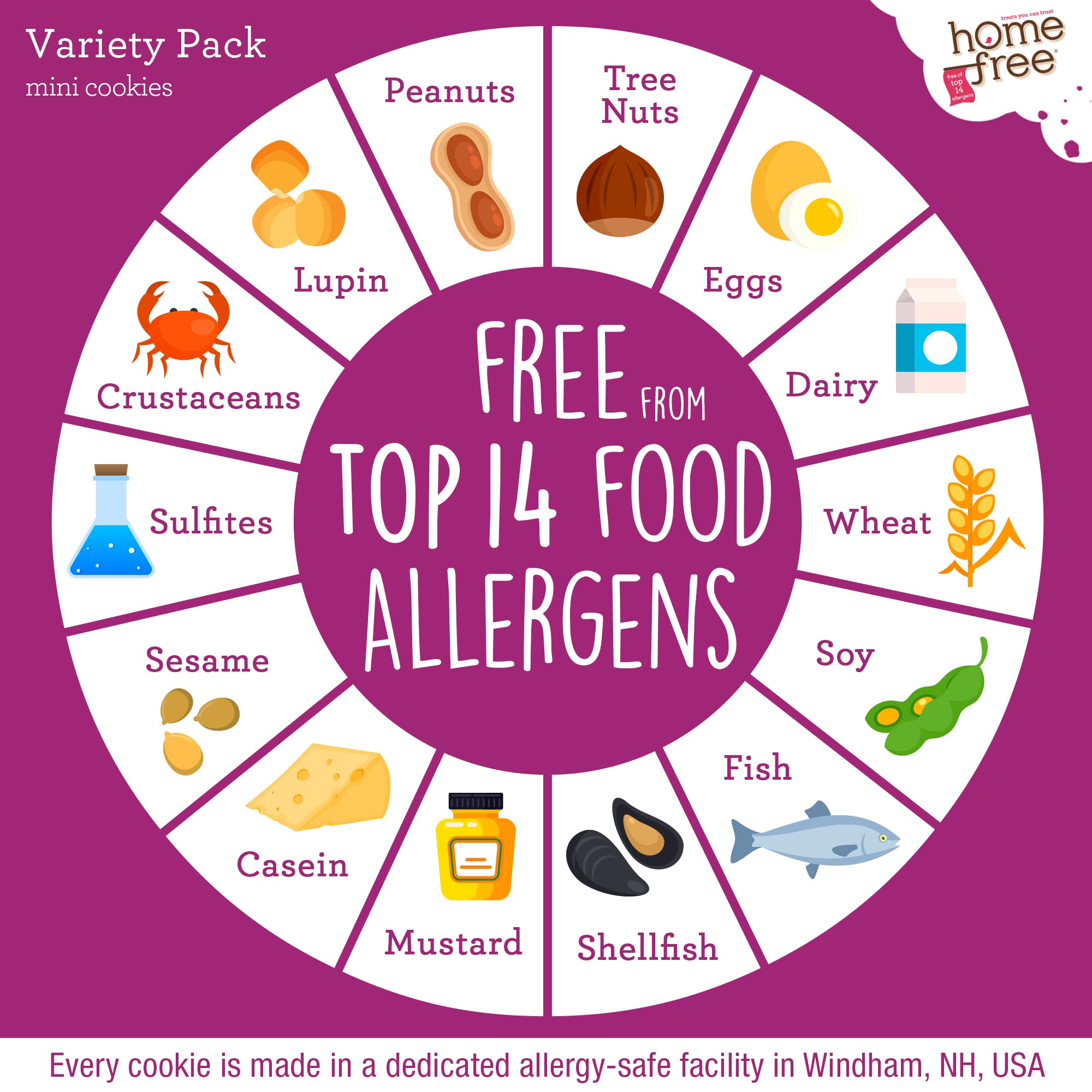 Homefree Treats You Can Trust Gluten Free Mini Cookies, Single Serve, Variety Pack (Pack of 30)