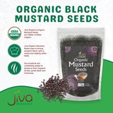Jiva Organics Organic Black Mustard Seeds 7oz - Non-GMO, Gluten Free, Pungent & Aromatic Spice - 100% Raw & Natural