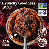 Homiah Sambal Chili Crunch, 6 Oz - Vegan Low Sodium Less Oil Gluten-Free Sambal Oelek, Non-GMO, Spicy Chili Crisp Topping with Seaweed - Mild