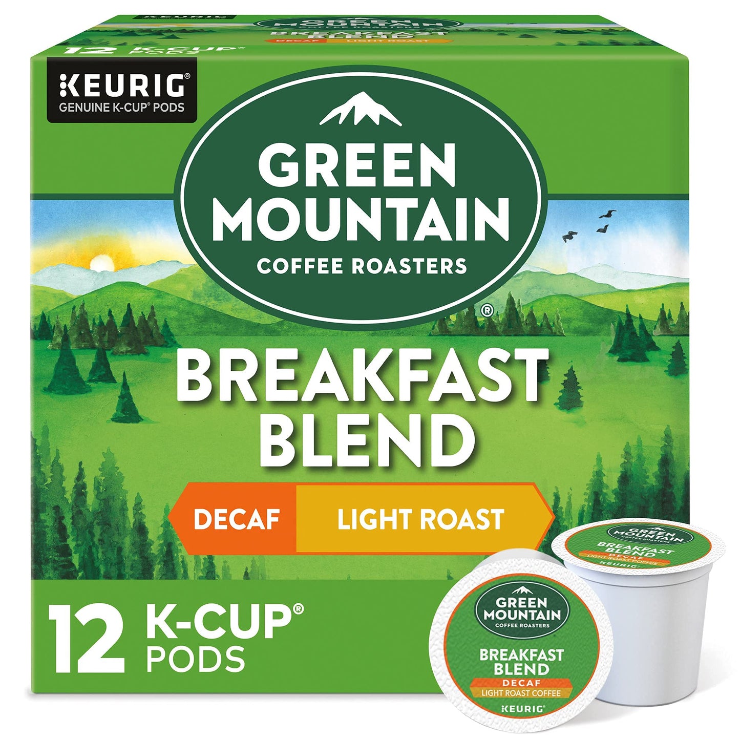 Green Mountain Keurig Decaf Coffee Breakfast Blend, 12 ct-PACK OF 4