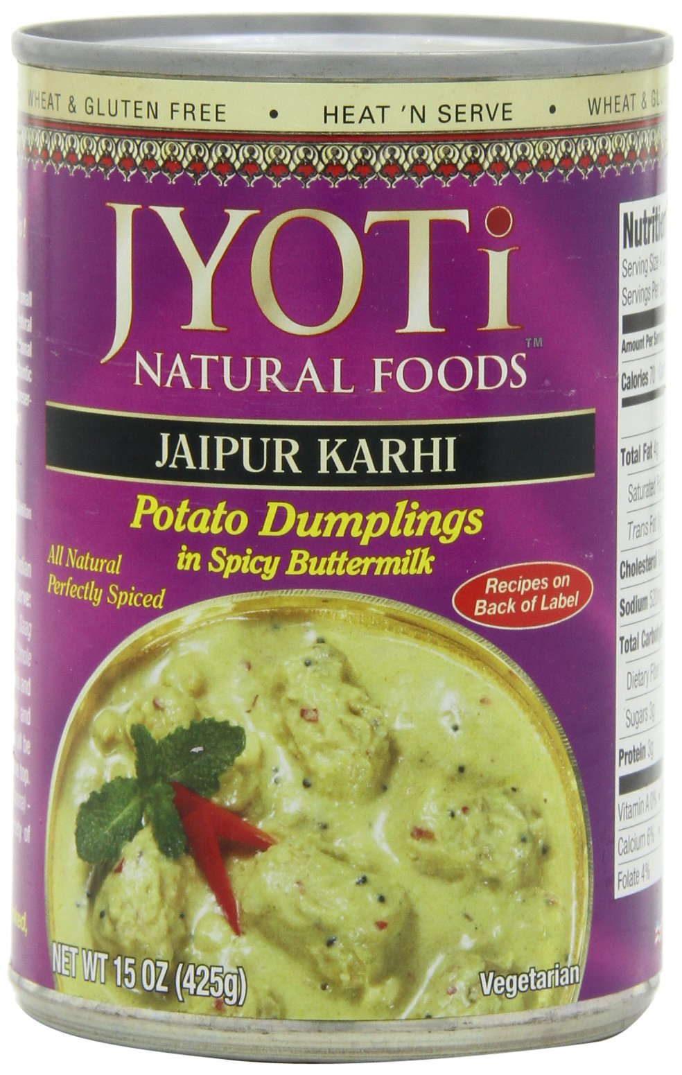 Jyoti Jaipur Karhi, 12 cans of 15 oz each, All Natural, Product of USA, Gluten Free, Vegetarian, BPA Free