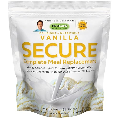 ANDREW LESSMAN Secure Soy Complete Meal Replacement - Vanilla 100 Servings - Only 63 Calories, 7g Non-GMO Soy Protein, Vitamins and Minerals, Low-Fat
