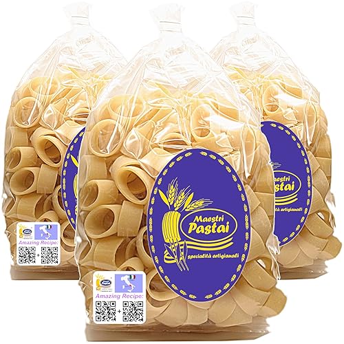 Maestri Pastai, Gourmet Calamari Italian Pasta (Italian Calamarata Pasta) (Pack of 3), Special "Series 42", Premium Quality Imported from Mercato San