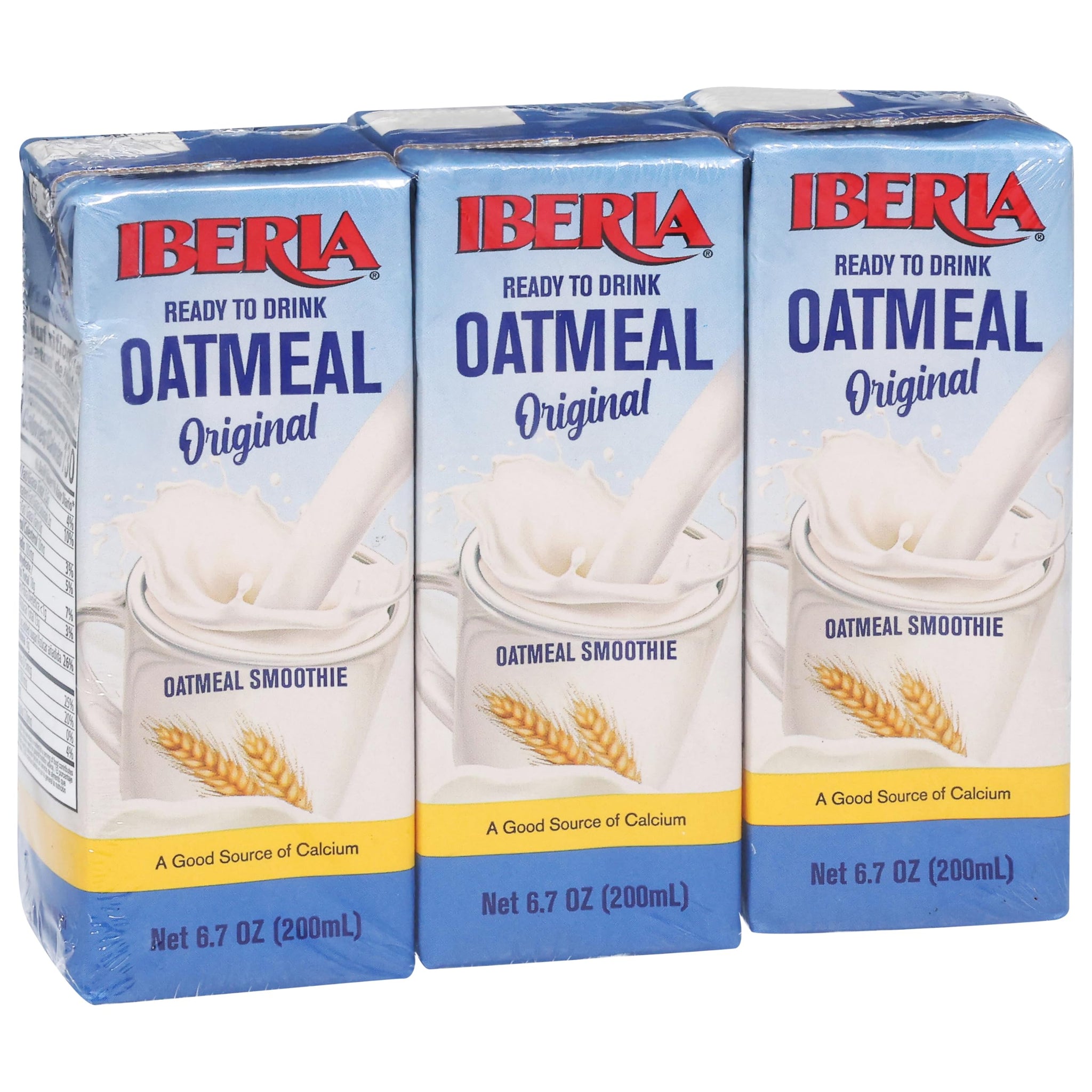 Iberia Oatmeal Drink, Ready-to-Drink, Shelf Stable, Good Source of Calcium, Original Oatmeal Smoothie 6.8 fl oz Single Serve Pack (Pack of 3)