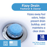Plink Fizzy Drain Cleaner and Freshener, Prevents Drain Clogs and Buildup, Removes Odors from Bathroom and Kitchen Sinks, Septic-Friendly, Made in the