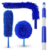 New U.S. Duster Company Triple Action High Reach Dusting Kit | Webster Cobweb Ceiling Fan Duster with 13 to 20 Foot Extension Telescope Pole |