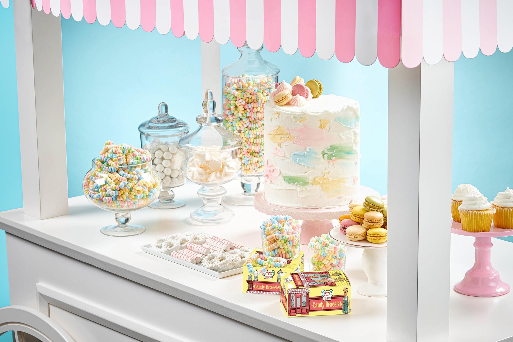 24 Candy Bracelets Individually Wrapped, Vintage Candy Jewelry for Kids, The Perfect Pastel Addition to your Buffet, Princess-Themed Party or Goody
