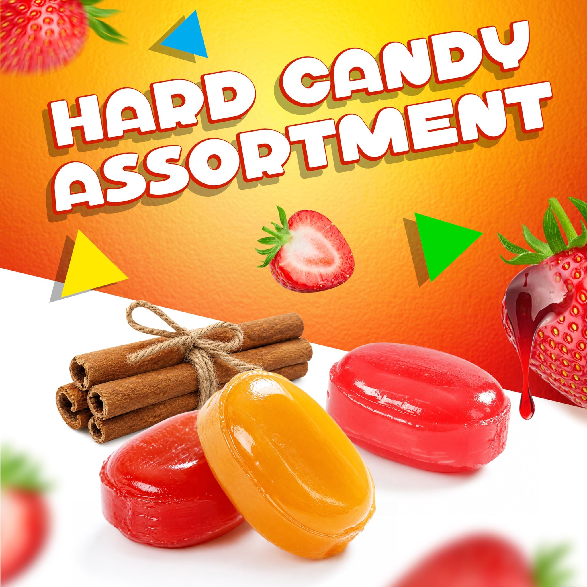 Hard Candy Assortment | 1 Pound Bag - 85 Count | Individually Wrapped Candy Mix | Strawberry Bon Bons, Butterscotch & Cinnamon | Nostalgic Treats