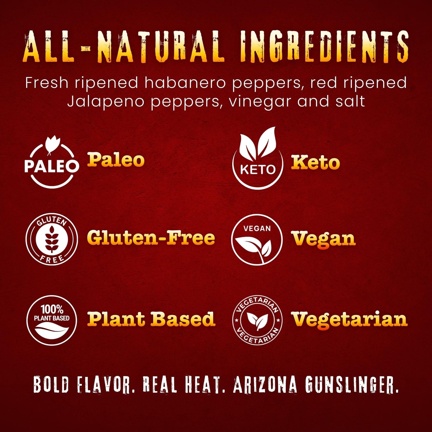 Arizona Gunslinger Habanero Hot Sauce - Made from Fresh Ripened Habanero Peppers and Red Ripened Jalapeño Peppers - Extremely Hot, Thick & Flavorful