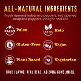 Arizona Gunslinger Habanero Hot Sauce - Made from Fresh Ripened Habanero Peppers and Red Ripened Jalapeño Peppers - Extremely Hot, Thick & Flavorful