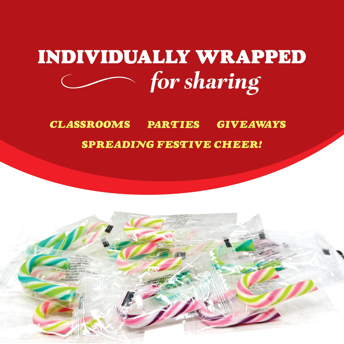 Christmas Candy Canes Minis Fruit Flavored Candy Canes Individually Wrapped Mini’s Pack of 40