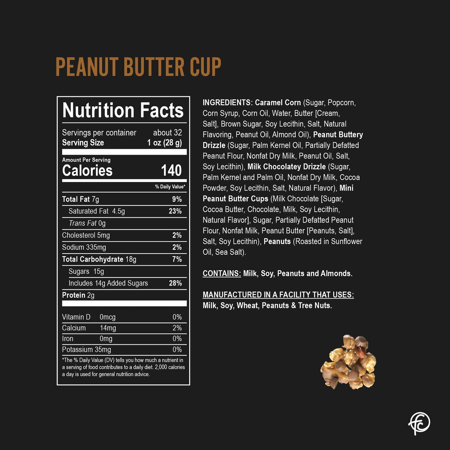 Funky Chunky Peanut Butter Cup 19 oz Jumbo Bag of Gourmet Chocolate Popcorn