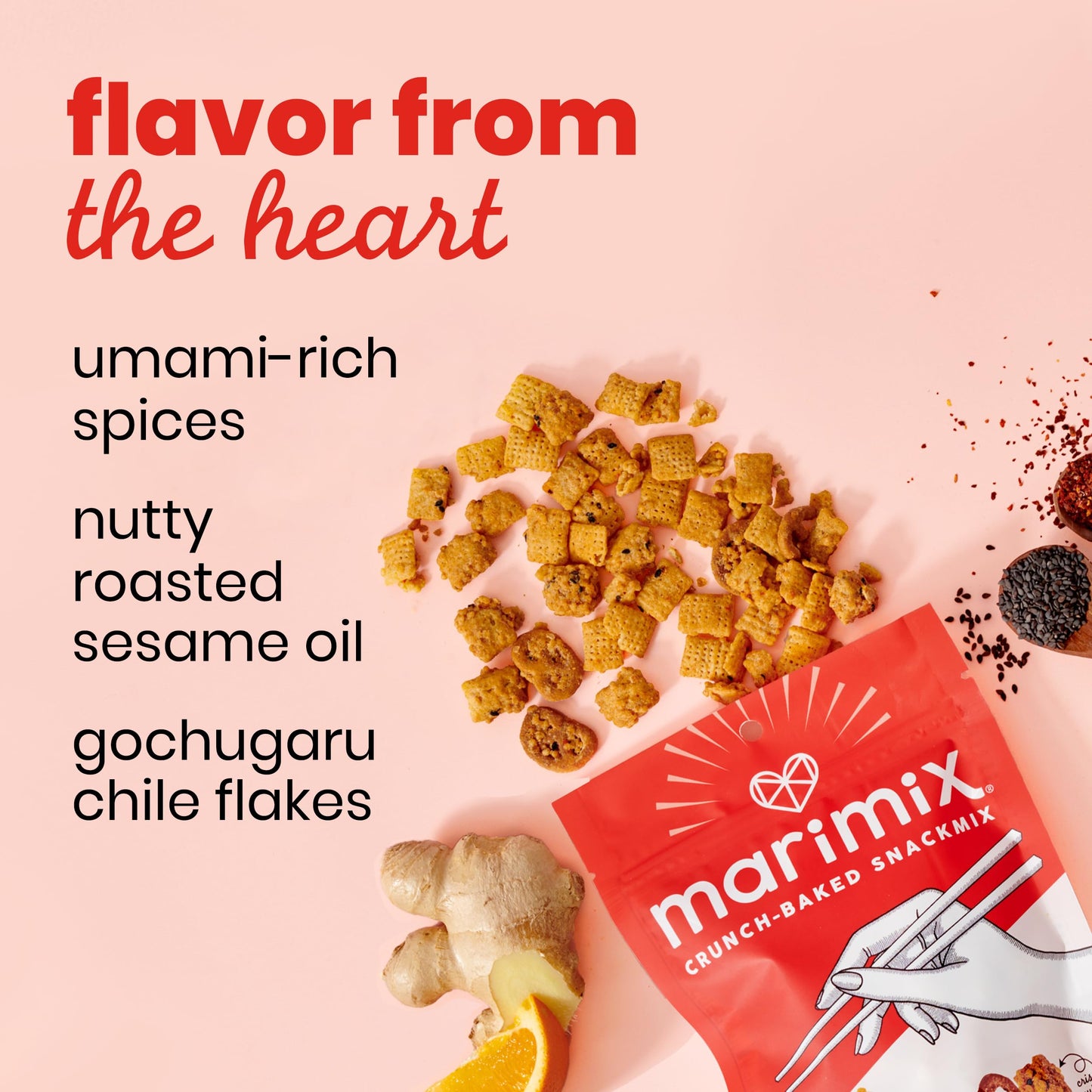Marimix Snack Mix | Sweet Chili Sesame | Crunch Baked Sweet & Salty Savory Plant Based Naturally Gluten Free Whole Grain Fiber Charcuterie Pretzel