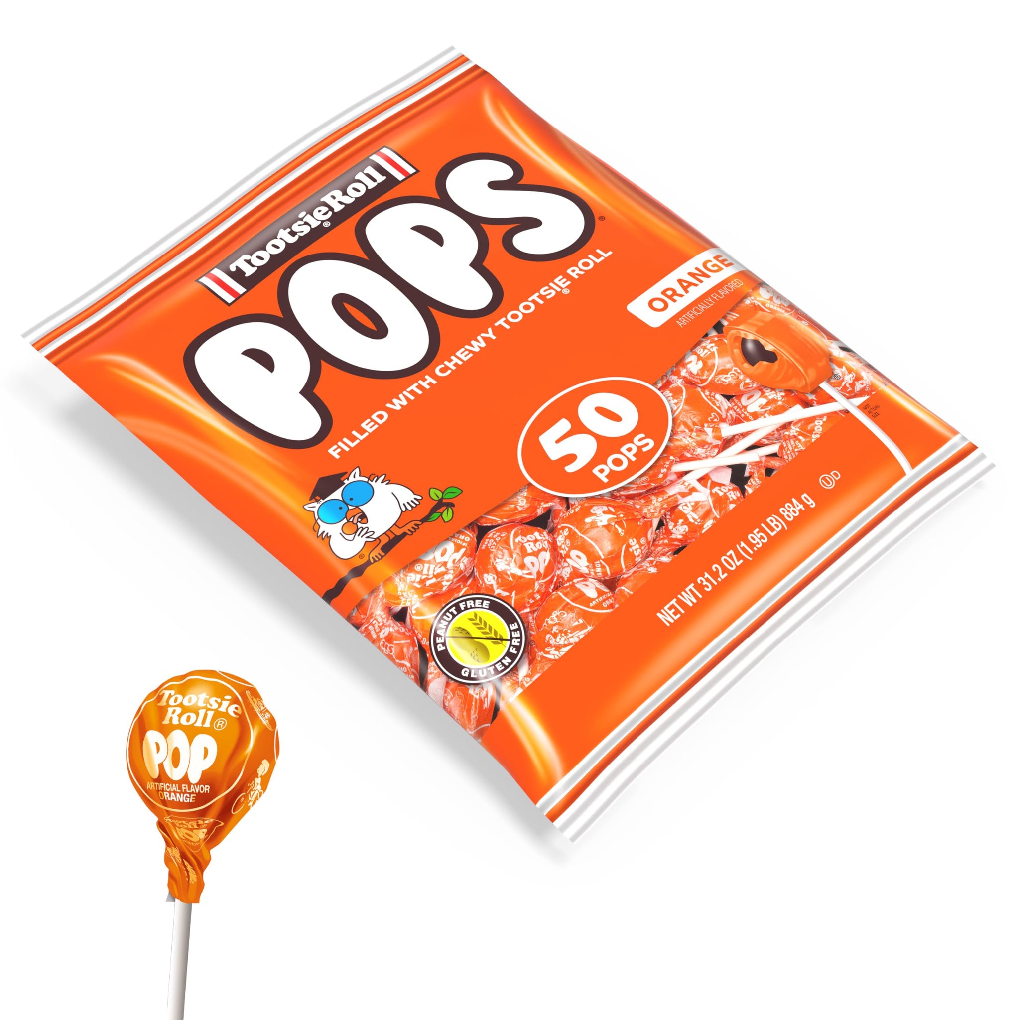 Tootsie Pops Single Flavor Bag - Orange Flavored Lollipops with Chocolatey Center - Individually Wrapped Hard Candy - Orange Candy - Peanut Free
