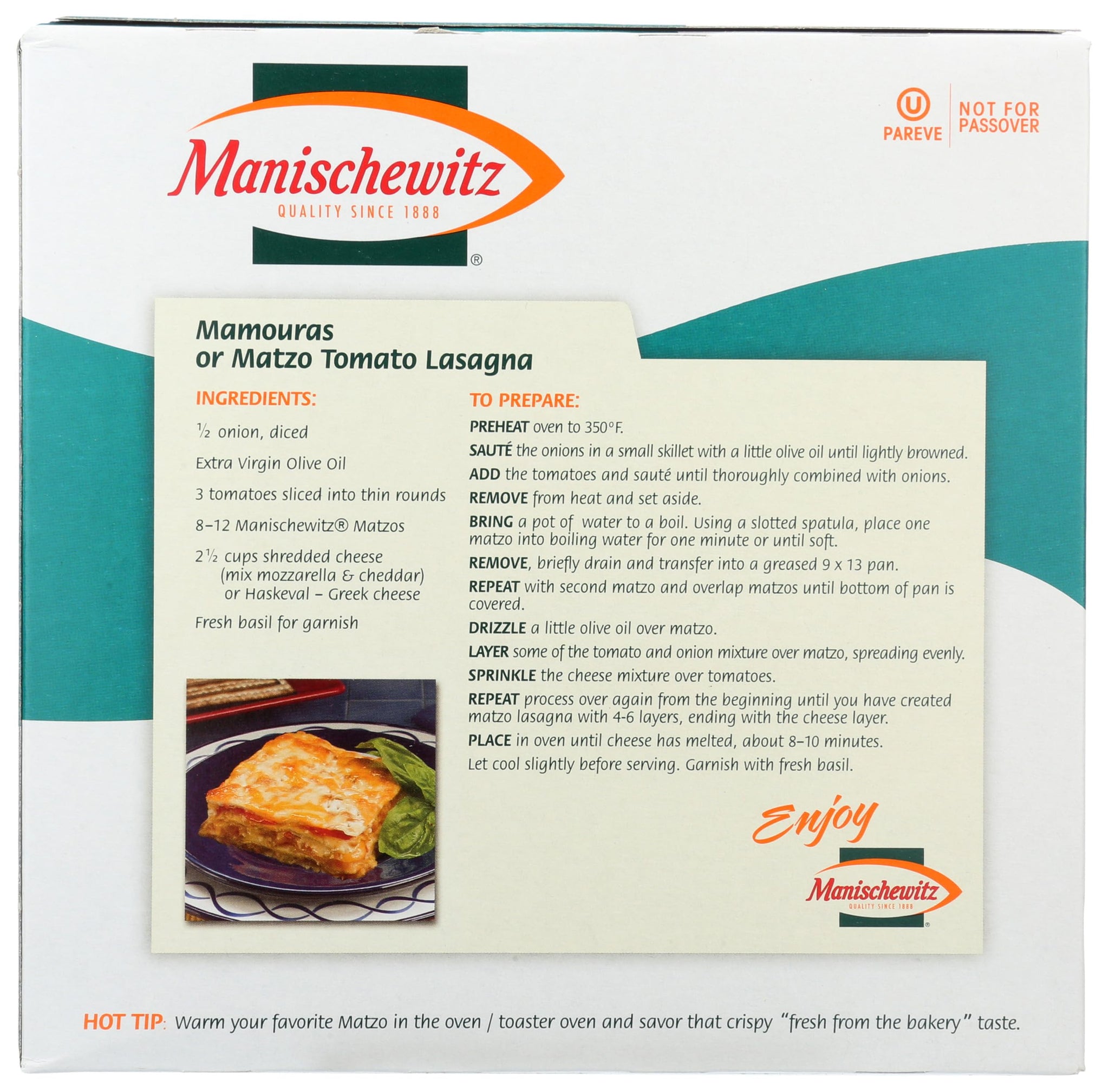 Manischewitz, Matzo, Thin, Unsalted, 10 Oz