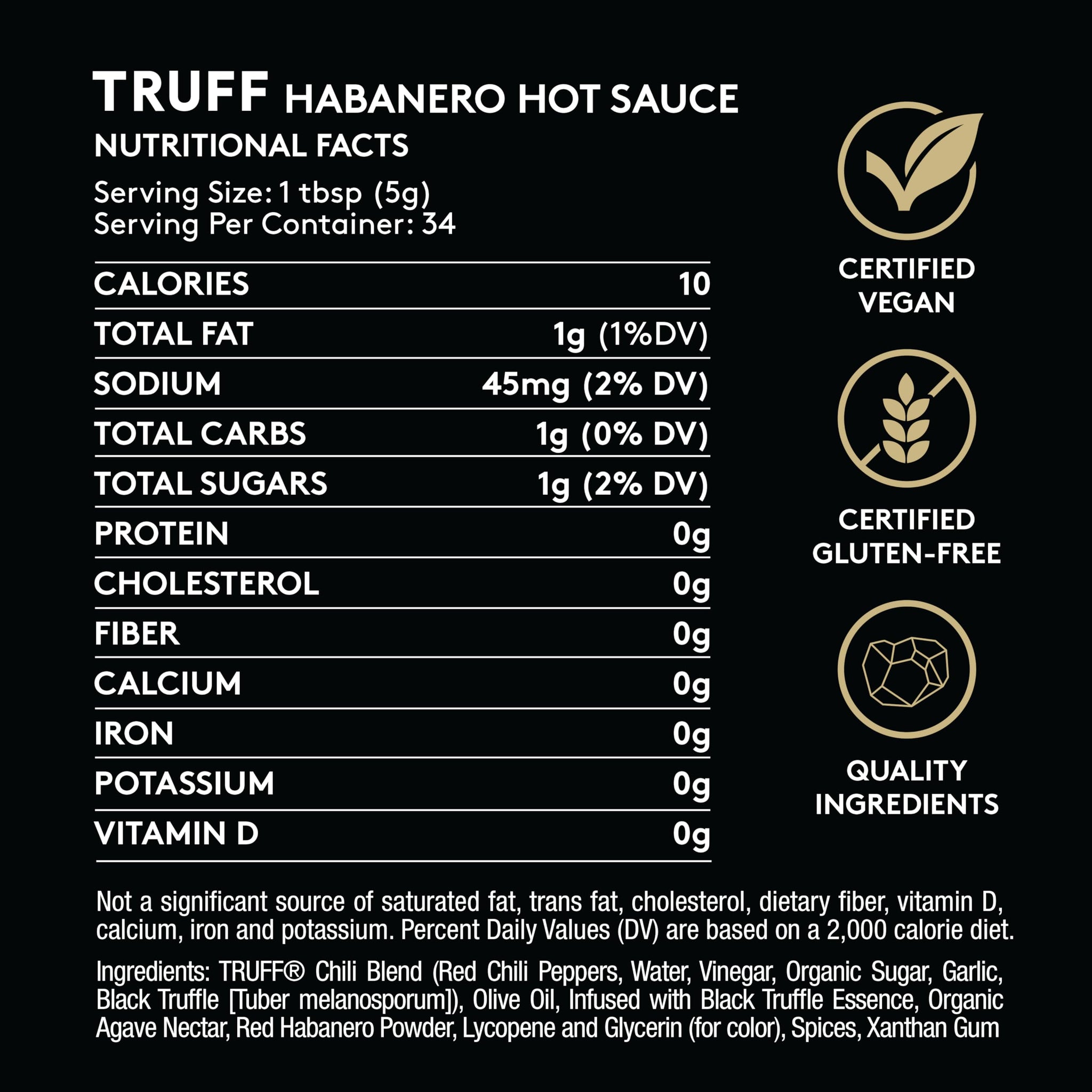 TRUFF Habanero Black Truffle Hot Sauce, Gourmet Hot Sauce with Jalapeño, Red Chili Peppers with More Heat, Black Truffle Oil, Agave Nectar, Hotter