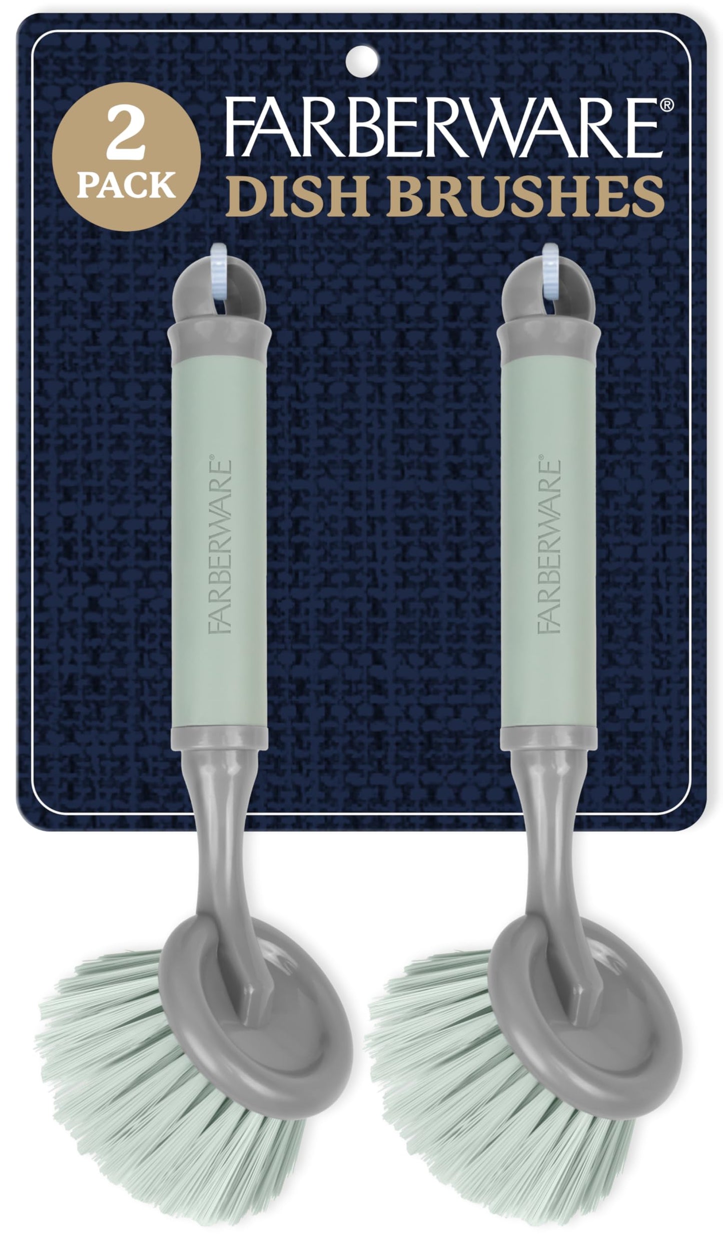 Farberware Dish Brush with Handle - 2 Pack Kitchen Scrub Brush for Dishes, Non-Scratch Dishwashing Brush Set with Firm Bristles for Pots, Pans
