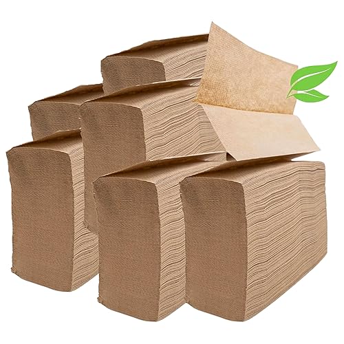 Brown Organic Unbleached Z-Fold Paper Towels 1250ct | 100% Post-Consumer Waste, Sustainable Multifold Towels in Bulk | Recycled Paper Towels