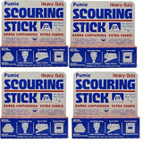 4-Pack PUMIE Heavy Duty Pumice Scouring Stick, with Flexi Scour Pad, Pumice Stone for Cleaning Tough Bathroom, Kitchen Stain, Grills, Pool, Scouring