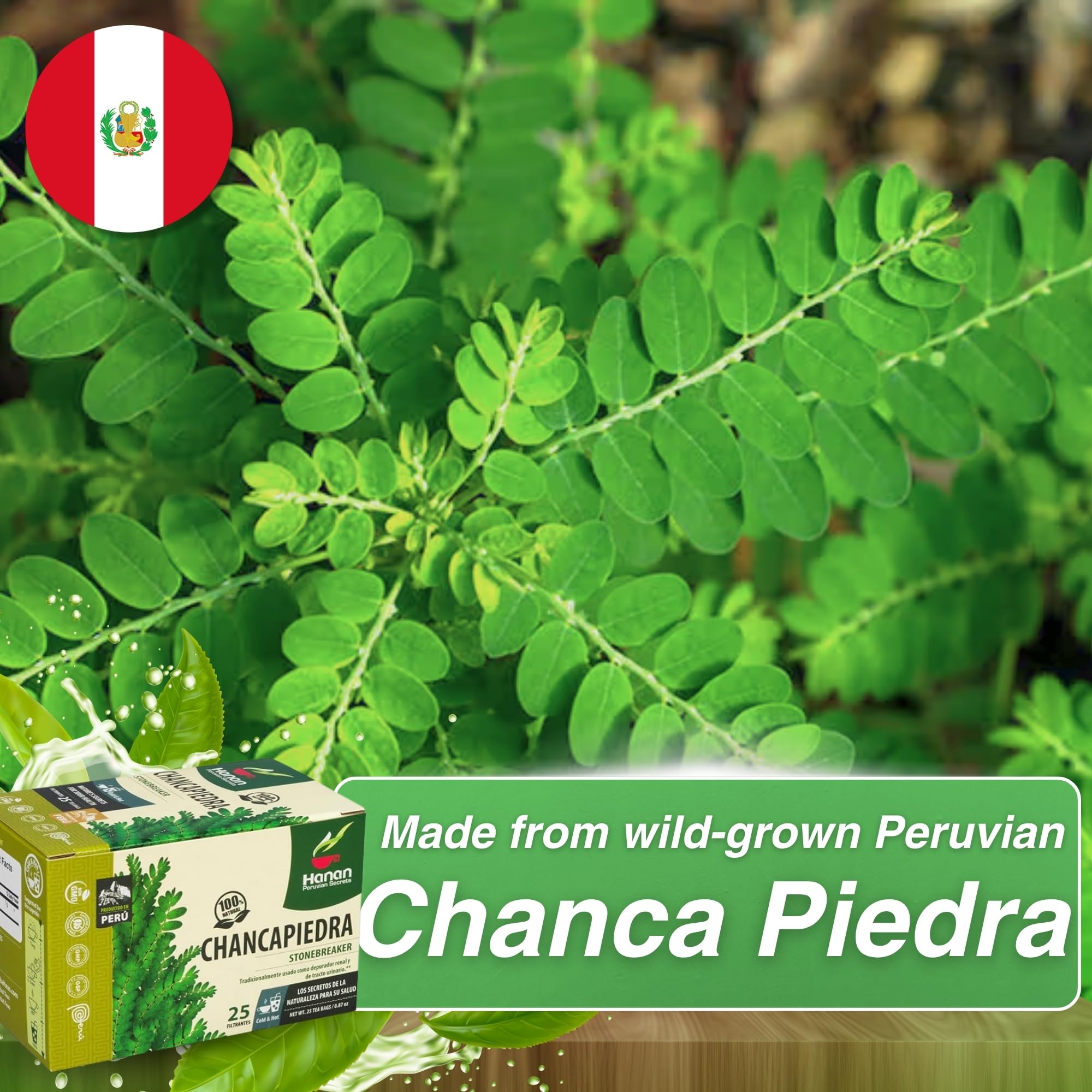 Hanan Chanca Piedra Tea - 25 Teabags of Chanca Piedra Stone Breaker Tea Leaves Wild-Grown in Peru