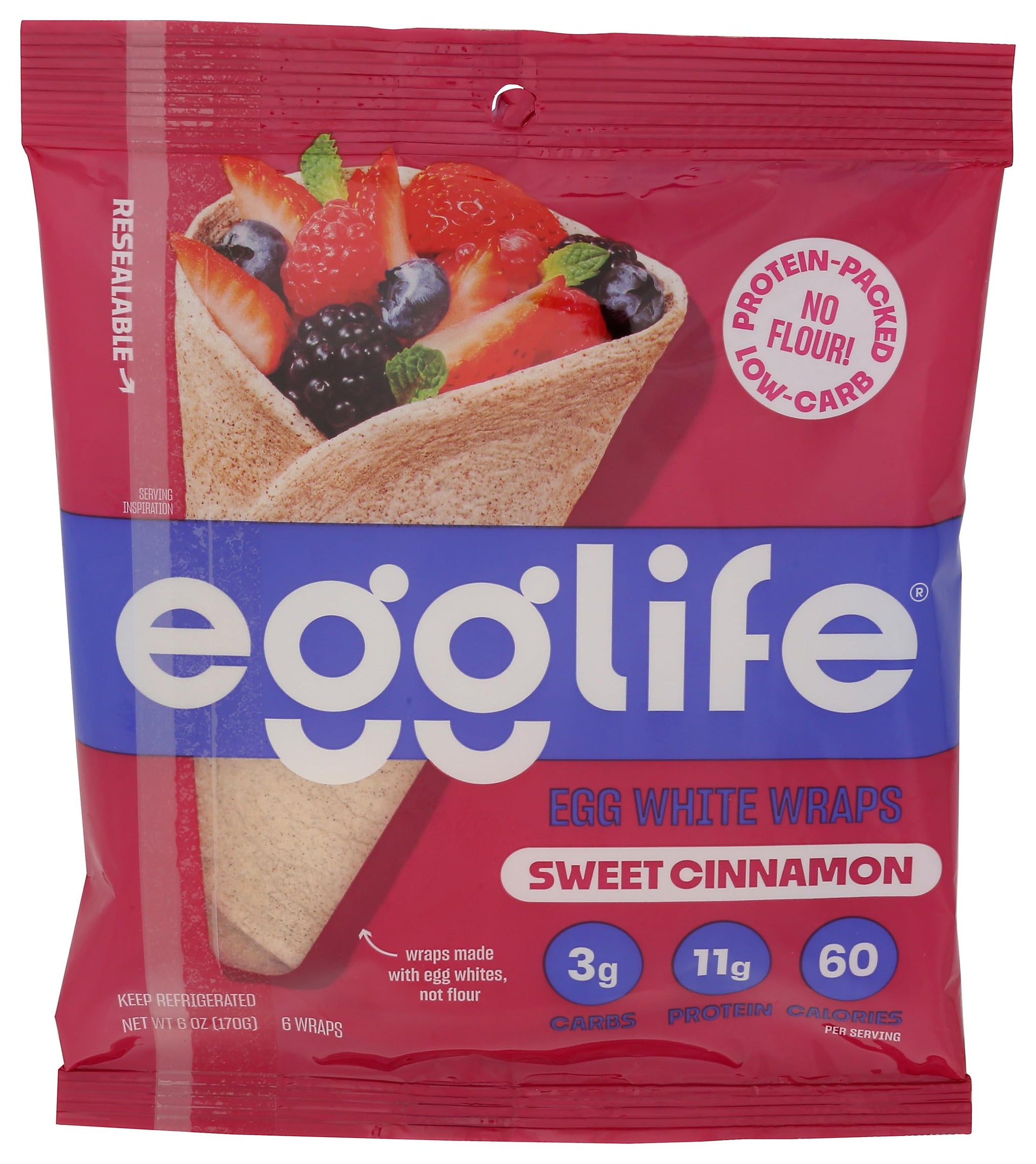 Egglife, Wraps Egg White Sweet Cinnamon, 6 Ounce
