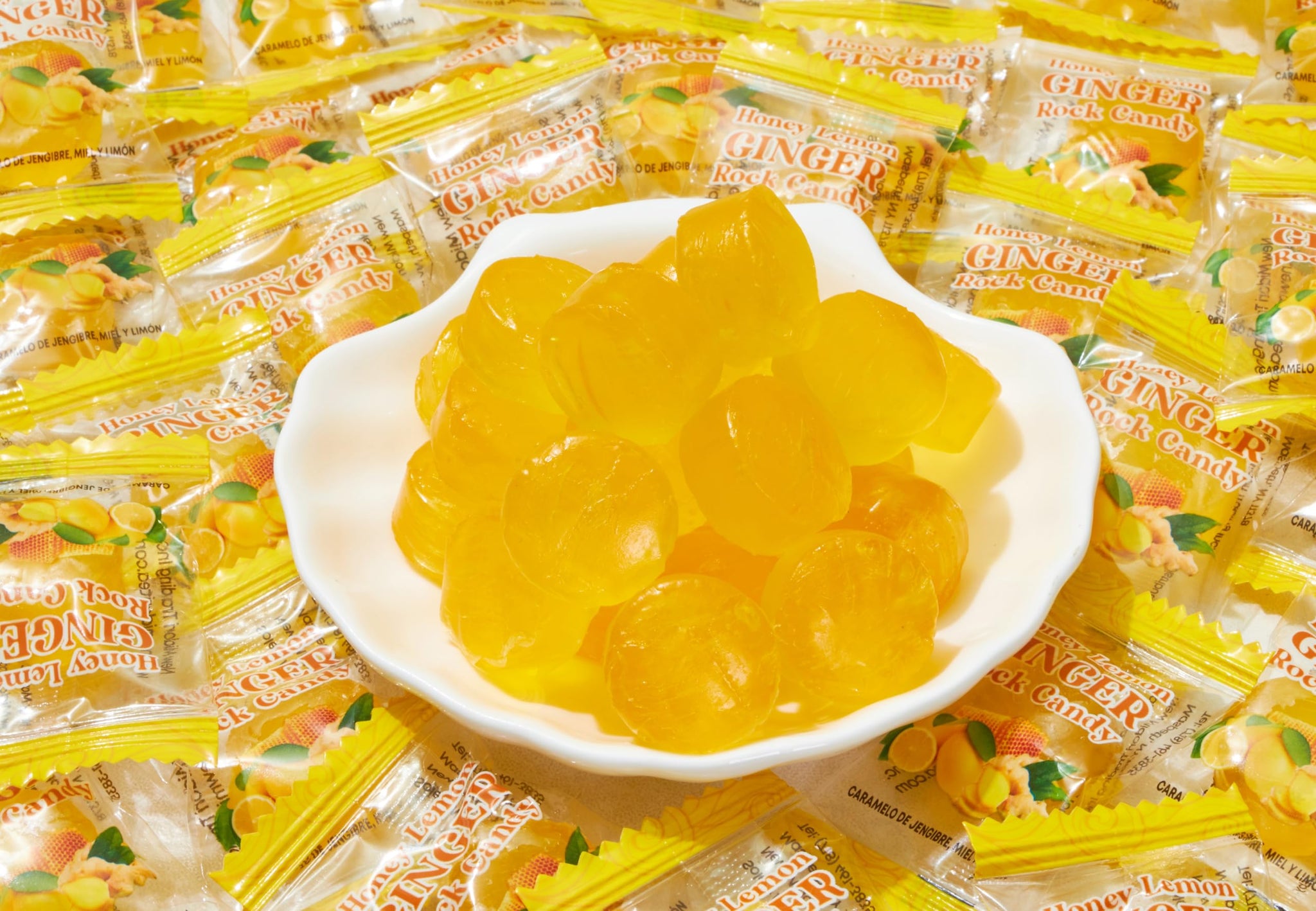 GT Honey Lemon Ginger Rock Candy, 4.41 Ounce Bag, 1 Pack