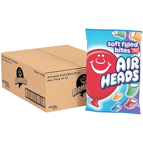Airheads Soft Filled Candy Bites, Individually Wrapped Chewy Candy Bags, Assorted Fruit Flavors Naturally and Artificially Flavored, 6 Ounces
