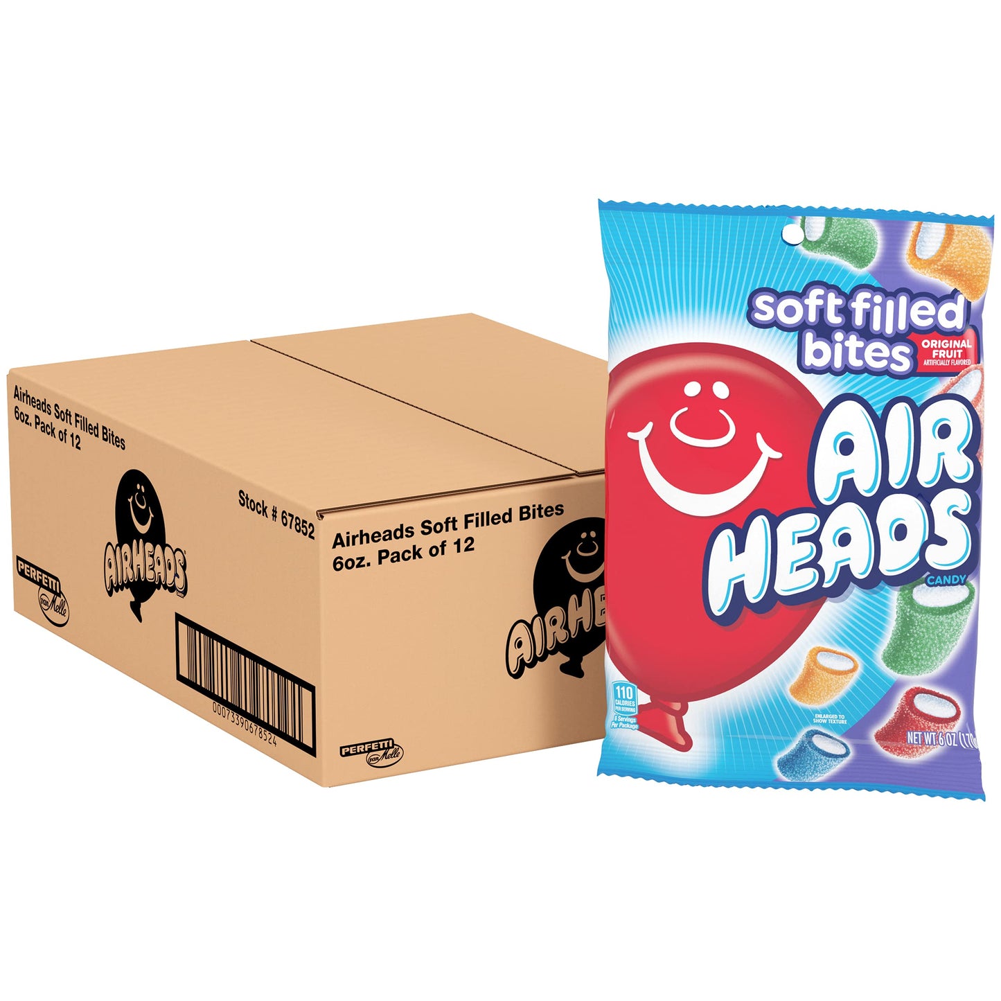 Airheads Soft Filled Candy Bites, Individually Wrapped Chewy Candy Bags, Assorted Fruit Flavors Naturally and Artificially Flavored, 6 Ounces