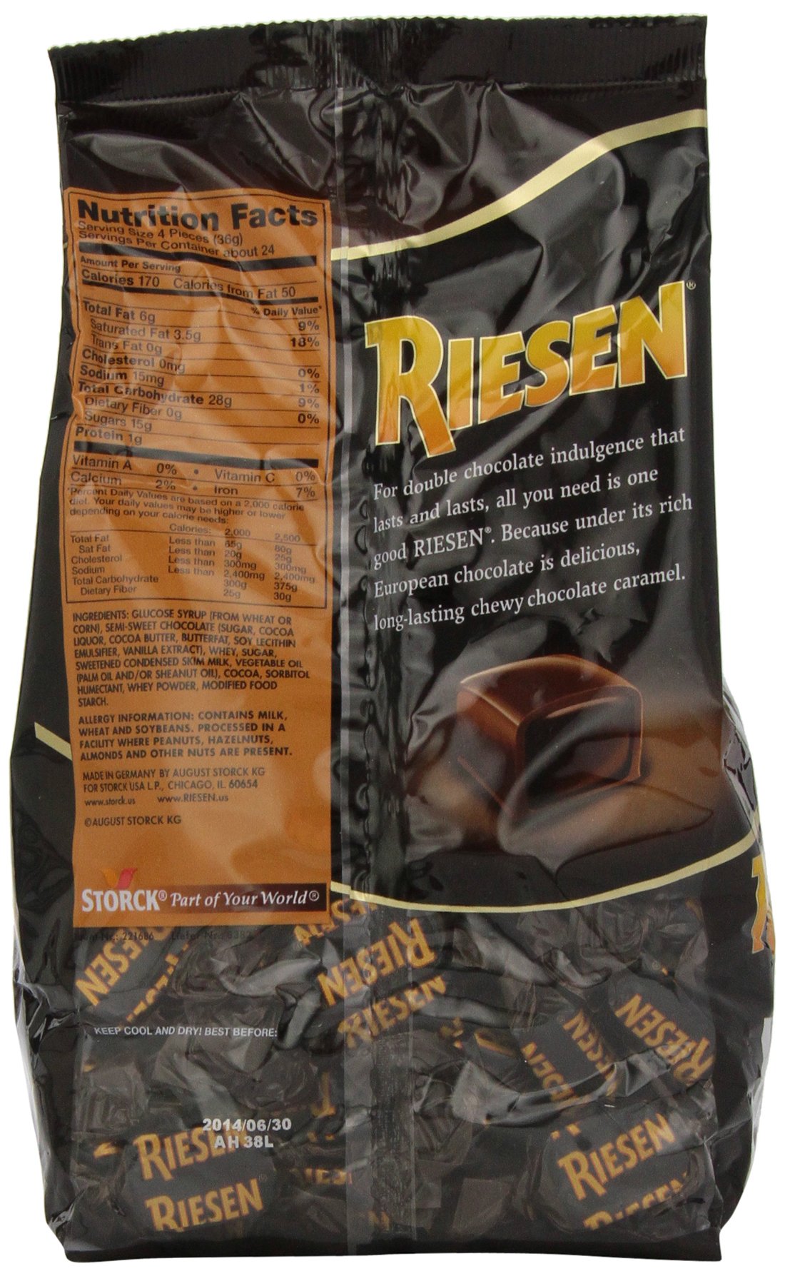 RIESEN Chewy Dark Chocolate Caramel Candy, 30 Ounce Bags (Pack of 3), Individually Wrapped Candy, Bulk Candy, Chocolate Candy, Bag of Candy, Sweets