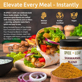 Premium Shawarma Spice Seasoning by Spice + Leaf, 3.5 Oz - Kosher, Vegan Preservative Free Spice Blend for Middle Eastern Flavor. Vegetarian, Dairy