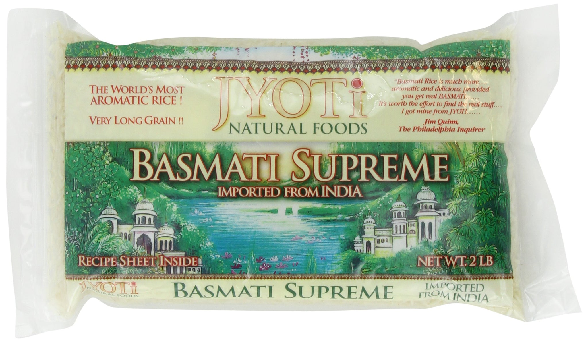 Jyoti Basmati Supreme Rice, 6 bags of White Basmati Rice, 32 oz each bag, Long Grain, Non GMO, Vegan, Vegetarian, All Natural