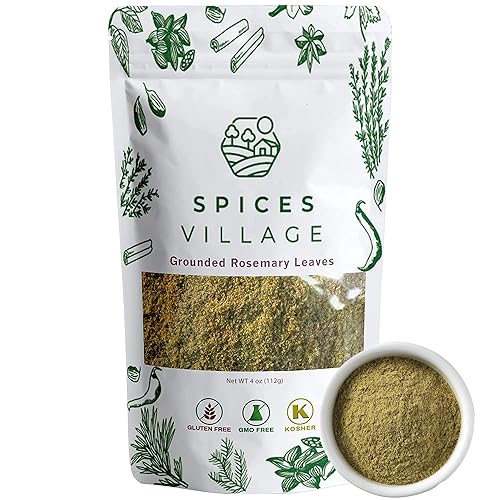 SPICES VILLAGE Ground Rosemary [ 4 oz ] - Natural Dried Rosemary Spice for Cooking and Tea, Pure Mediterranean Seasoning - Kosher, Gluten Free, Vegan