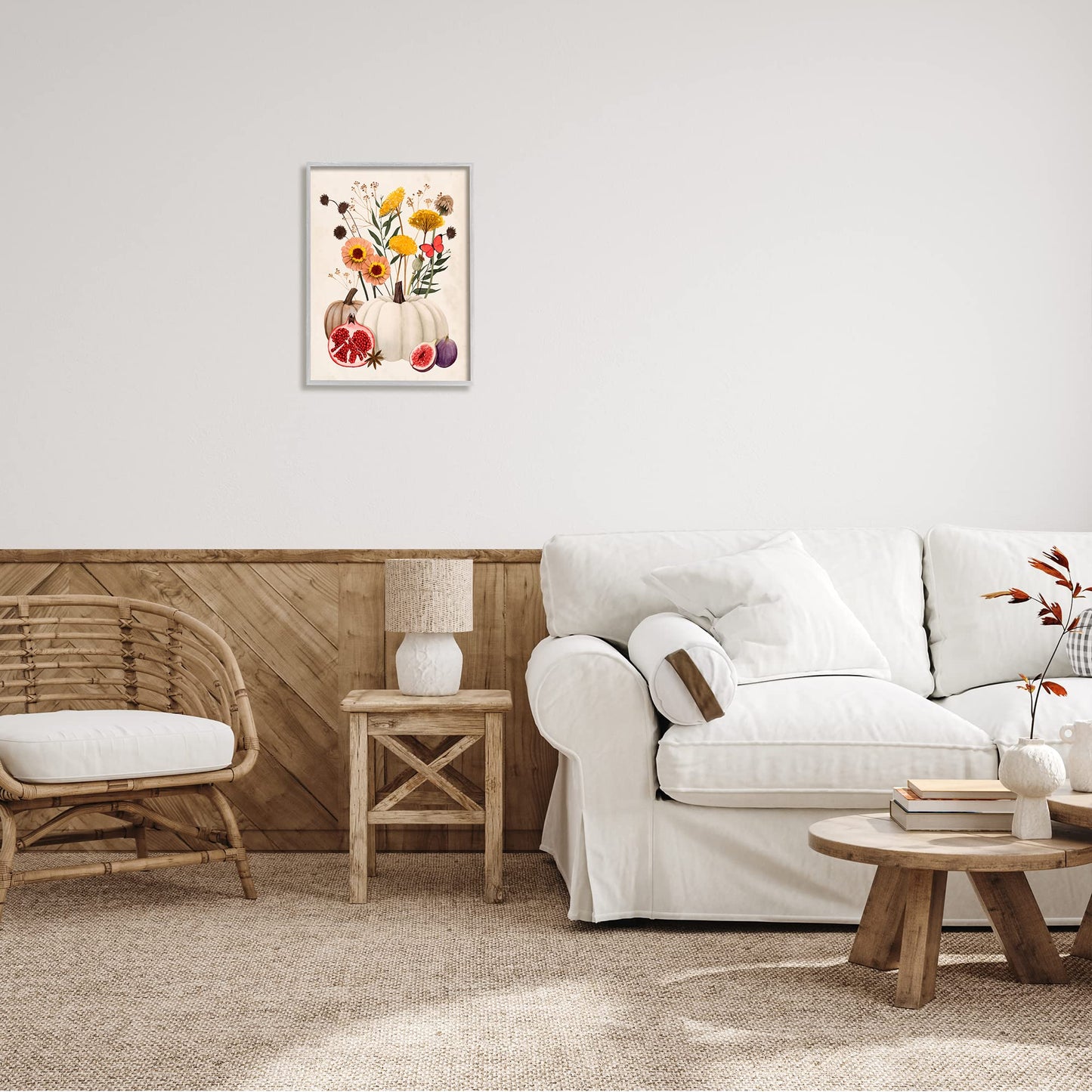 Stupell Industries Autumn Harvest Arrangement Pumpkin Pomegranate Fig Fruits, Design by Grace Popp