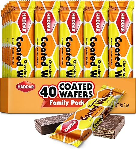 Haddar (40 Pack) Individually Wrapped Dairy Free Chocolate Coated Wafers | Kosher | Lunch Box Friendly | Heavenly Wafer Cookies!