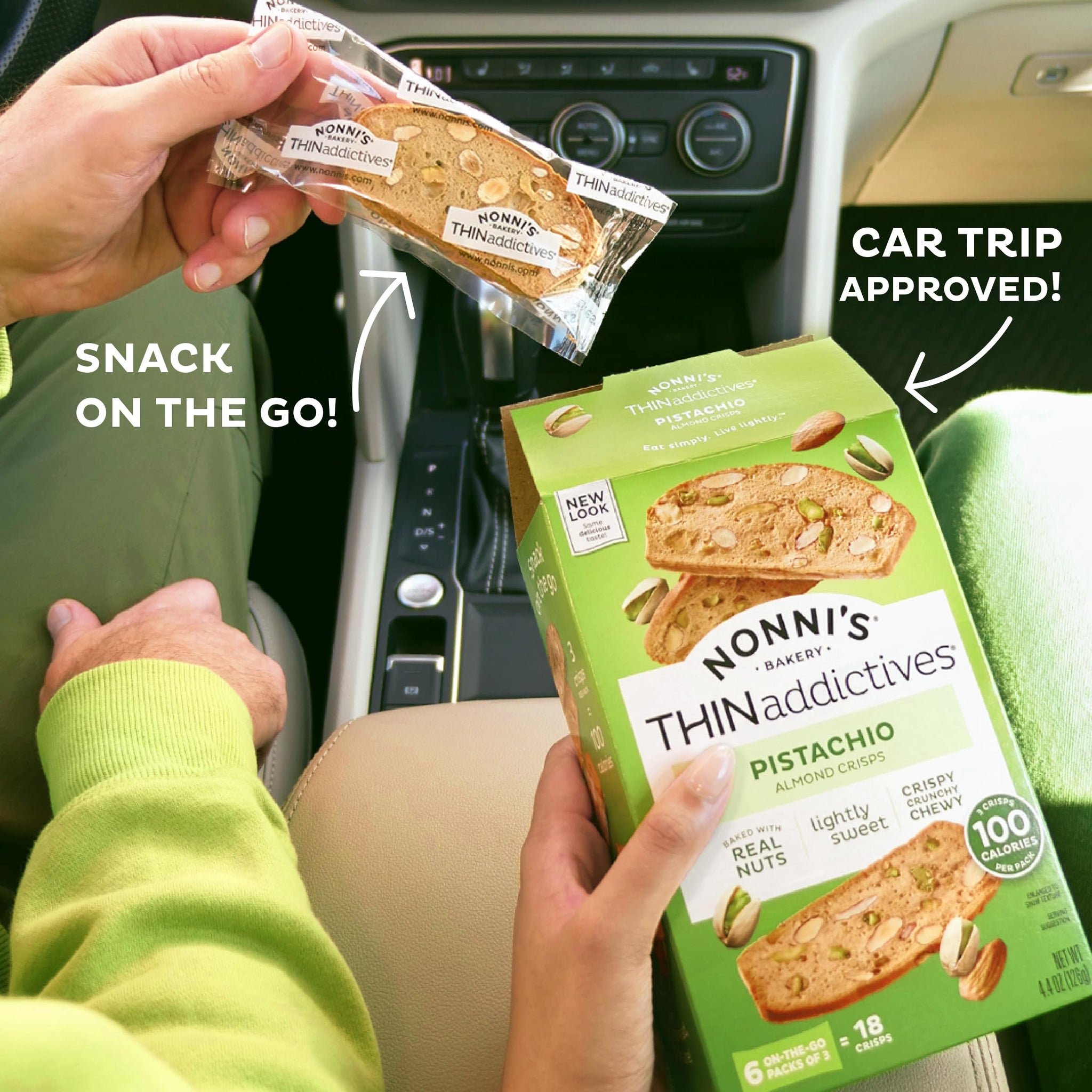 Nonni's Thin Addictives Pistachio Almond Thins 4.4 oz (3 Pack)