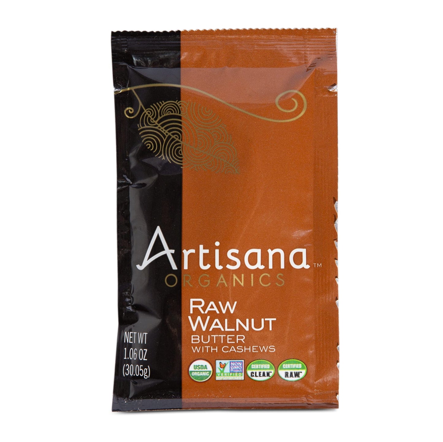 Artisana Organics Raw Walnut Butter with Cashews - No Sugar Added, Just Two Ingredients - Vegan, Paleo, Keto Friendly Snack, 1.06oz Pouches (10 Pack)