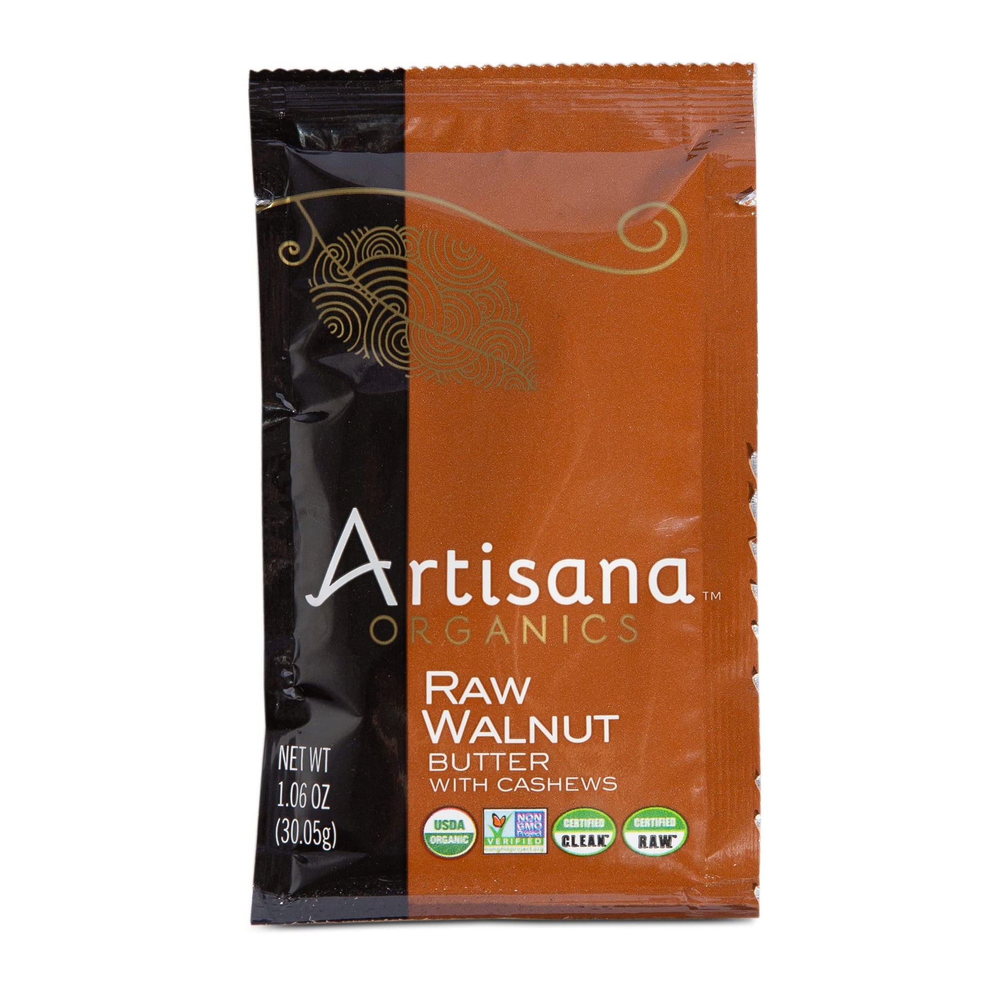 Artisana Organics Raw Walnut Butter with Cashews - No Sugar Added, Just Two Ingredients - Vegan, Paleo, Keto Friendly Snack, 1.06oz Pouches (10 Pack)