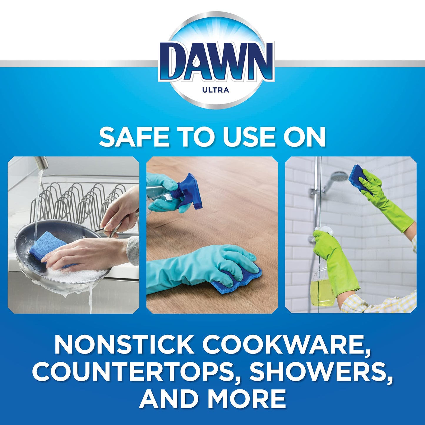 Dawn Ultra Scrubber Sponges Non-Scratch Double-Sided Kitchen Dish Cleaners, 12-Pack, Blue