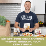 Care Free Kitchen Rotini Keto Pasta Noodles Variety 3-Pack (8 oz. Bags) Plain, Sundried Tomato, Roasted Garlic, 20g High Protein, Low Carb 2g Net