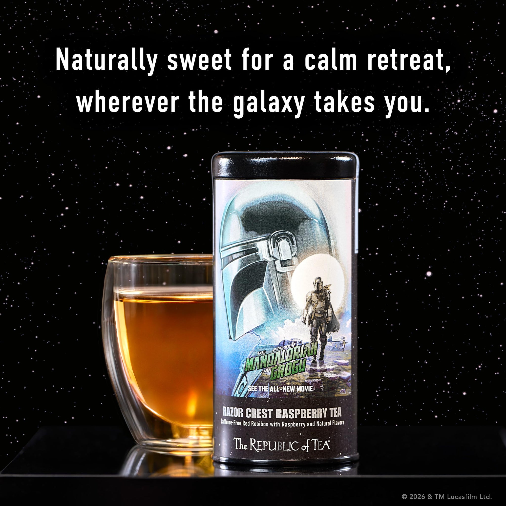 The Republic of Tea, Razor Crest Raspberry Herbal Tea, Red Rooibos Caffeine Free Blend, Star Wars: The Mandalorian and Grogu, 36 Tea Bags