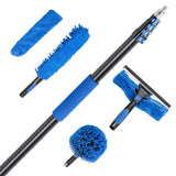 Vaughan 5 Piece Home Cleaning Kit with 24 Foot Telescoping Extension Pole, Window Squeegee and Washer, High Ceiling Fan Duster, Cobweb Duster