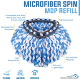 KLEEN HANDLER Microfiber Spin Mop Replacement Head Refills Compatible with O-Cedar EasyWring 1 Tank System, Blue, L (3-Pack)