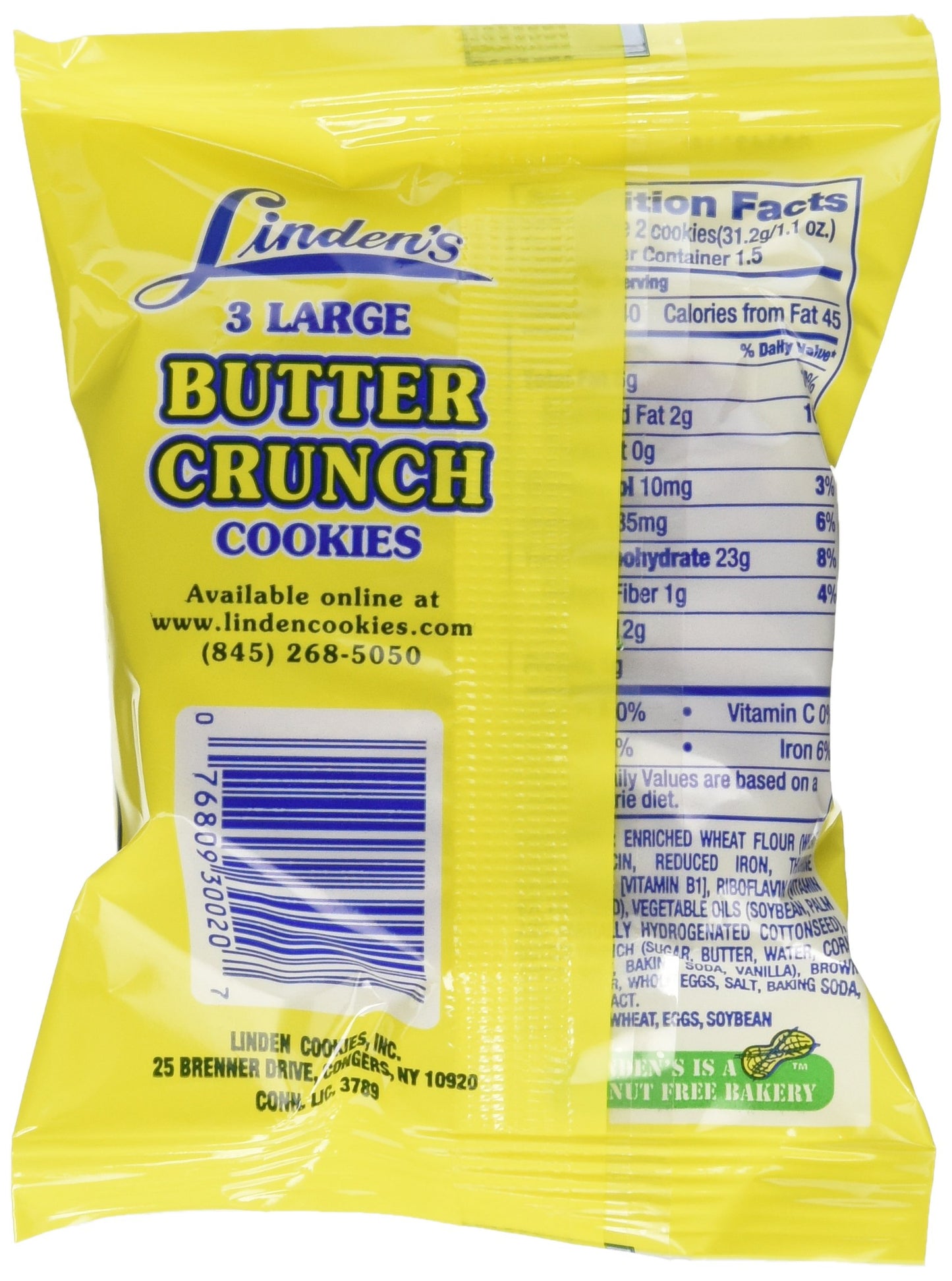 Linden's Butter Crunch Cookies 3 Cookies Per Pack (18 -1.75 Oz. Packs Per Box)
