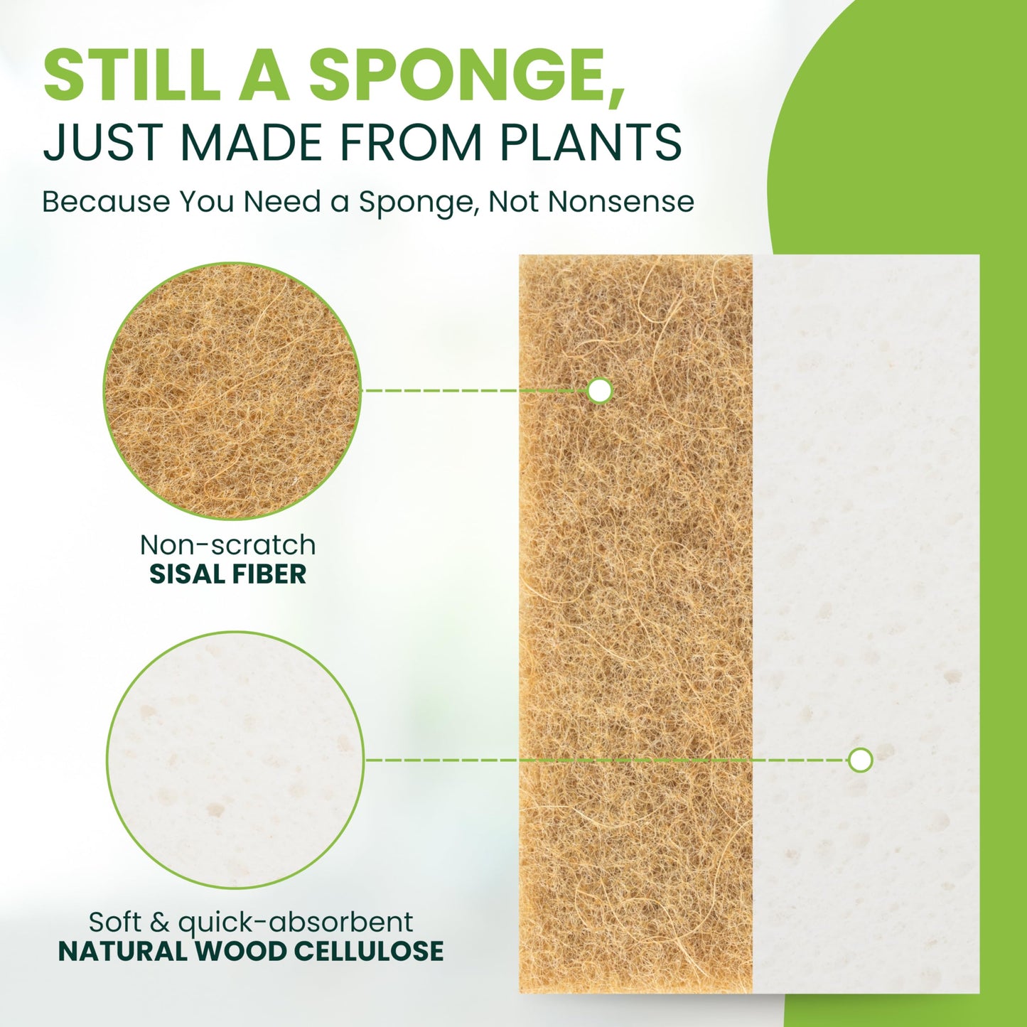 Tieralia Natural Dish Sponge Set - 12-Pack Eco-Friendly & Compostable Scrubbers | Cellulose & Sisal | Non-Toxic, Odor-Free, Reusable Kitchen Sponges