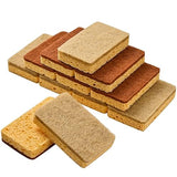 CFQ 12 Count Plant Fiber Dish Sponges, Non-Scratch, Wood Surface, 12 oz, Beige, Brown