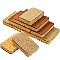 CFQ 12 Count Plant Fiber Dish Sponges, Non-Scratch, Wood Surface, 12 oz, Beige, Brown