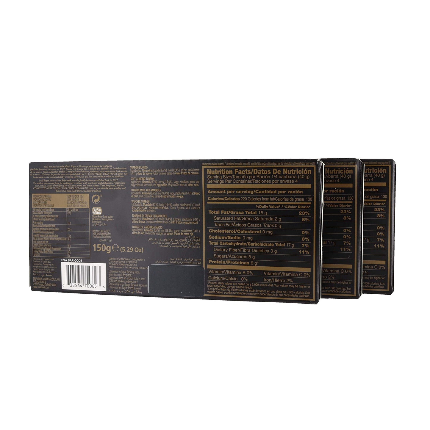 Delaviuda Turron Soft Almond Nougat Blando - 5.29 OZ (3 Pack)
