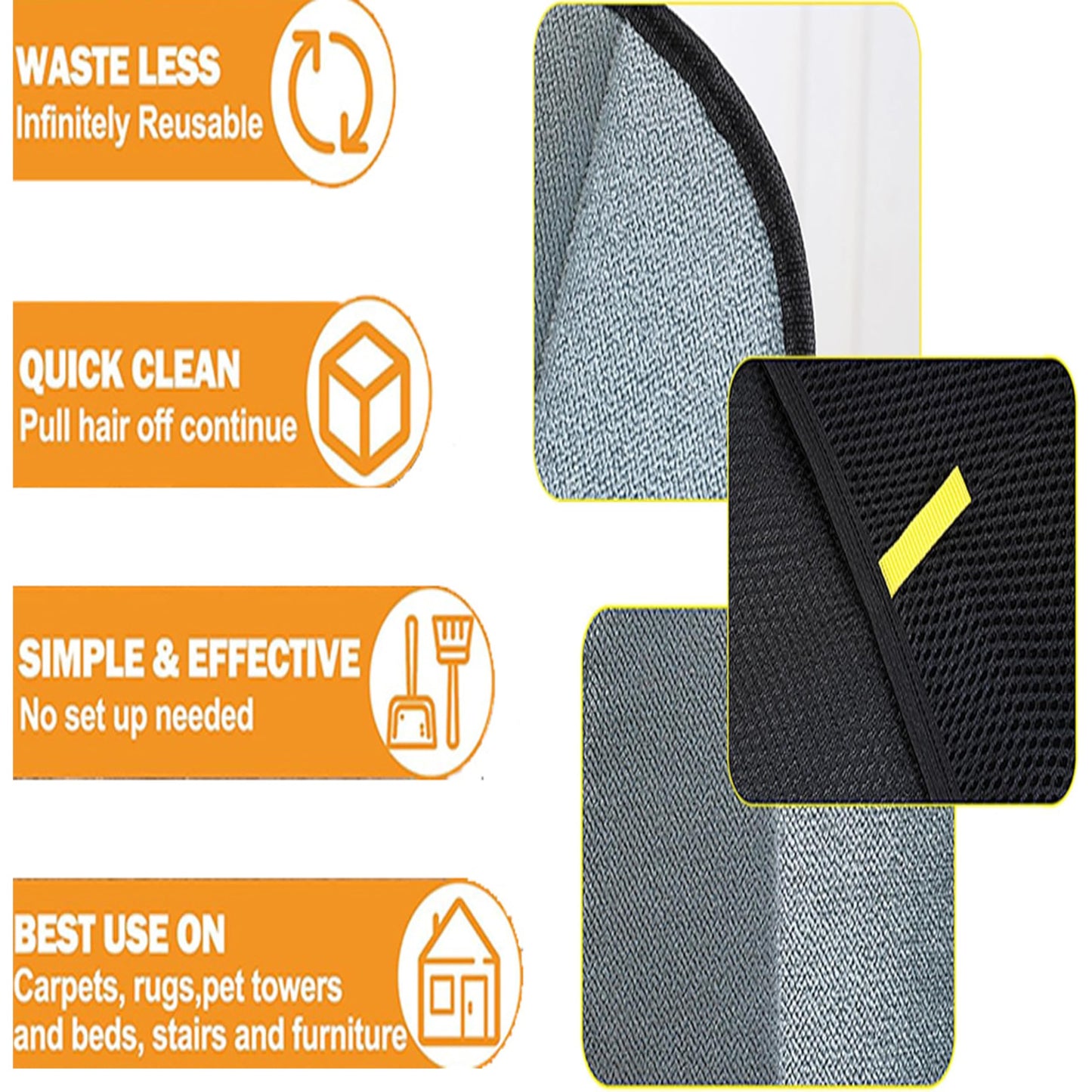 Pet Hair Removal Glove for Dogs & Cats - Upgraded Reusable Electrostatic Fur Remover Tool for Clothing, Furniture, Couch, Carpet, and Car Seats