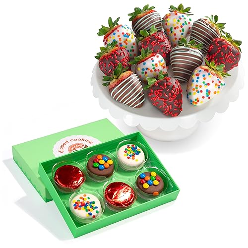 Birthday Chocolate Covered Strawberries & Chocolate Dipped Sandwich Cookies