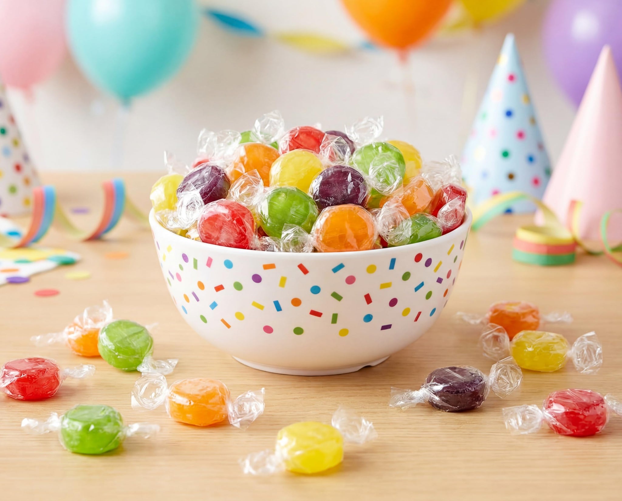 Assorted Fruit Buttons Candy - 4 lb Bulk Bag of Individually Wrapped Cherry Orange Lemon Lime Grape Retro Sweet Treats